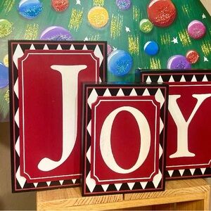 Festive Red 'JOY' Holiday Decorative Harlequin Blocks